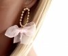 Golden earrings silk flowers