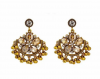 Golden earrings silk flowers