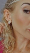 3430 Kolczyki złote pozłacane cyrkonie wtyczki 14K Xuping 