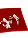 4633 Złote kolczyki pozłacane cyrkonie 18k Xuping wtykane w ucho-sztyft kokardki