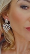 4939 Kolczyki złote pozłacane wiszące 14K cyrkonie Viki Lady serce 