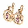 006 Złote kolczyki pozłacane cyrkonie 18k Xuping wiszące 