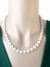 3484  Złoty łańcuszek naszyjnik 42+5 stal chirurgiczna 316L Viki lady perły serce