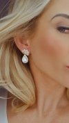 0108 Kolczyki złote pozłacane wiszące 14K cyrkonie Viki Lady 