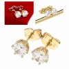 3097 Kolczyki złote pozłacane cyrkonie wtyczki 14K Xuping 5mm 