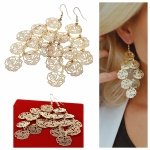 Golden earrings silk flowers