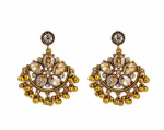 Golden earrings silk flowers