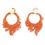 Golden earrings silk flowers