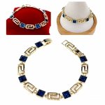 1609 Bransoletka elegancka Austrian Crystal złota cyrkonie 19,5cm pozłacana 14k Xuping wzór grecki