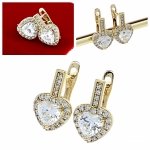 4146c Kolczyki złote pozłacane wiszące 14K Xuping cyrkonie serce