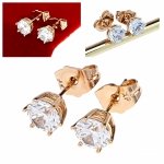 4955 Złote kolczyki pozłacane cyrkonie 18k Xuping wtykane w ucho-sztyft 