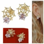 3430 Kolczyki złote pozłacane cyrkonie wtyczki 14K Xuping 