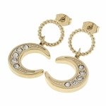 743 Kolczyki złote stal chirurgiczna wiszące celebrytki księżyc