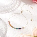 4541 Bransoletka sznurek zaciągana kamienie naturalne 7 czakr