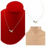 0277 Złoty łańcuszek 41+5 naszyjnik pozłacany 14K gołąb Swaro kryształ