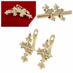 466 Kolczyki złote pozłacane  wiszące 14K Xuping krzyż