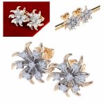 3791 Złote kolczyki pozłacane cyrkonie 18k Xuping wtykane w ucho-sztyft 