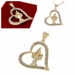 4976 Złota zawieszka cyrkonie błyszcząca pozłacana 14k medalik