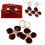 4872 Kolczyki złote stal chirurgiczna 316L nierdzewna wiszące celebrytki kwiatki