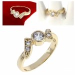 3009 Pierścionek złoty zaręczynowy błyszczący cyrkonie pozłacany 14k