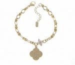 3590 Bransoletka elegancka złota 16+3cm pozłacana 14k koniczyna marokańska