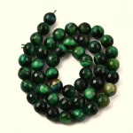 1394 Koraliki naturalne tygrysie oko 8mm okrągłe, zielone otwór: 1mm 