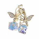 1587b Kolczyki złote pozłacane wiszące 14K cyrkonie Austrian Crystal