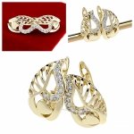 1123 Kolczyki złote pozłacane wiszące 14K cyrkonie 