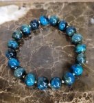 1988f Bransoletka naturalny kamień niebieskie tygrysie oko na gumce jubilerskiej