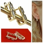 2130 Kolczyki złote pozłacane cyrkonie wiszące 14K Xuping 