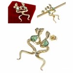 1376a Kolczyki złote pozłacane cyrkonie wiszące 14K Xuping Austrian Crystal żmija