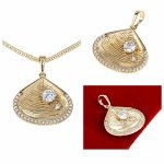 370c Złota zawieszka cyrkonie błyszcząca pozłacana 14k Xuping muszla