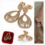 4086 Złote kolczyki cyrkonie pozłacane 18k Xuping wiszące 