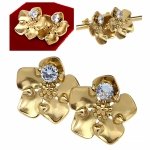2066 Kolczyki złote stal chirurgiczna 316L celebrytki  wtyczki kwiat