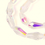 3762 Koraliki szklane w kształcie łezki, kolor AB, fasetowane, przezroczyste, 8,5~9x4~4,5 mm, otwór: 0,8~0,9 mm, ok. 55~56 szt./sznur, 19,29~19,96'' (49~50,7 cm)