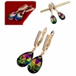3834 Kolczyki złote Austrian Crystal cyrkonia pozłacane 18k Xuping wiszące