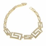 4791 Bransoletka elegancka złota 16+2,5cm pozłacana 14k wzór grecki
