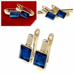 1631 Kolczyki złote pozłacane cyrkonie wiszące 14K Xuping Austrian Crystal