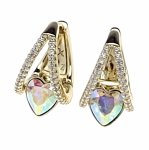 2537c Kolczyki złote pozłacane 14k wiszące Austrian Crystal