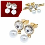 4476 Kolczyki złote pozłacane Austrian Crystal wiszące 14K cyrkonie Xuping 