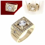 1922e Pierścionek złoty zaręczynowy błyszczący cyrkonie pozłacany 14k