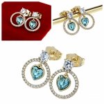 2729 Kolczyki złote pozłacane cyrkonie wtyczki 14K Xuping Austrian Crystal