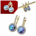 2472 Kolczyki złote pozłacane cyrkonie wiszące 14K Xuping Austrian Crystal