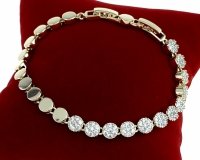 1666 Bransoletka elegancka złota 17+2cm pozłacana 14k cyrkonie 