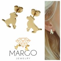 0381 Kolczyki złote stal chirurgiczna wtyczki celebrytki pieski 