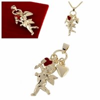 779 Złota zawieszka błyszcząca pozłacana 14k anioł serce 