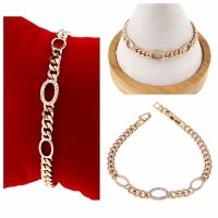 098 Bransoletka złota cyrkonie pozłacana 19cm 18k Xuping 