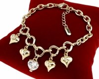 1616 Bransoletka elegancka złota 17+3cm pozłacana 14k cyrkonie serce 