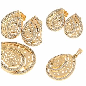 Gold vergoldet Set 18 Karat Ohrringe Anhänger Xuping