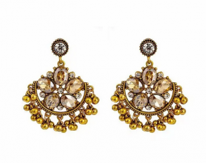 Goldene Ohrringe Seidenblumen